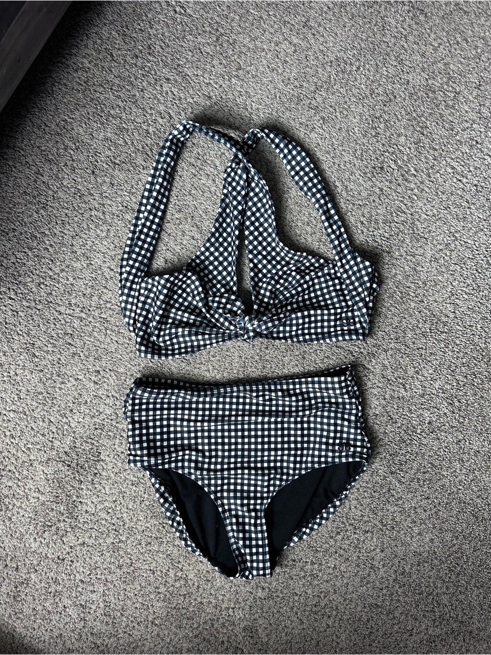Gingham High-Waist Bikini Set - Black/White